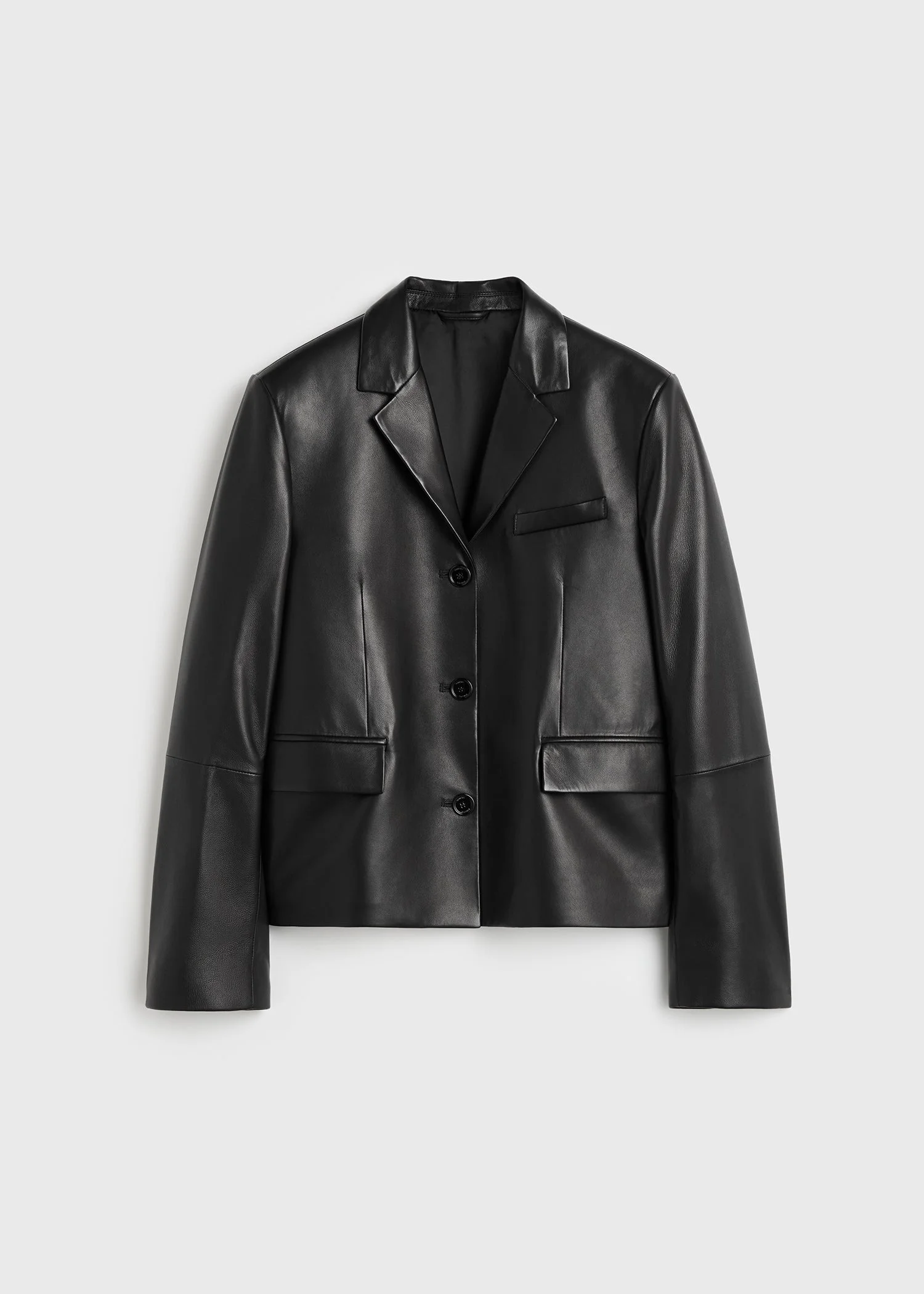 Short leather blazer black - 1
