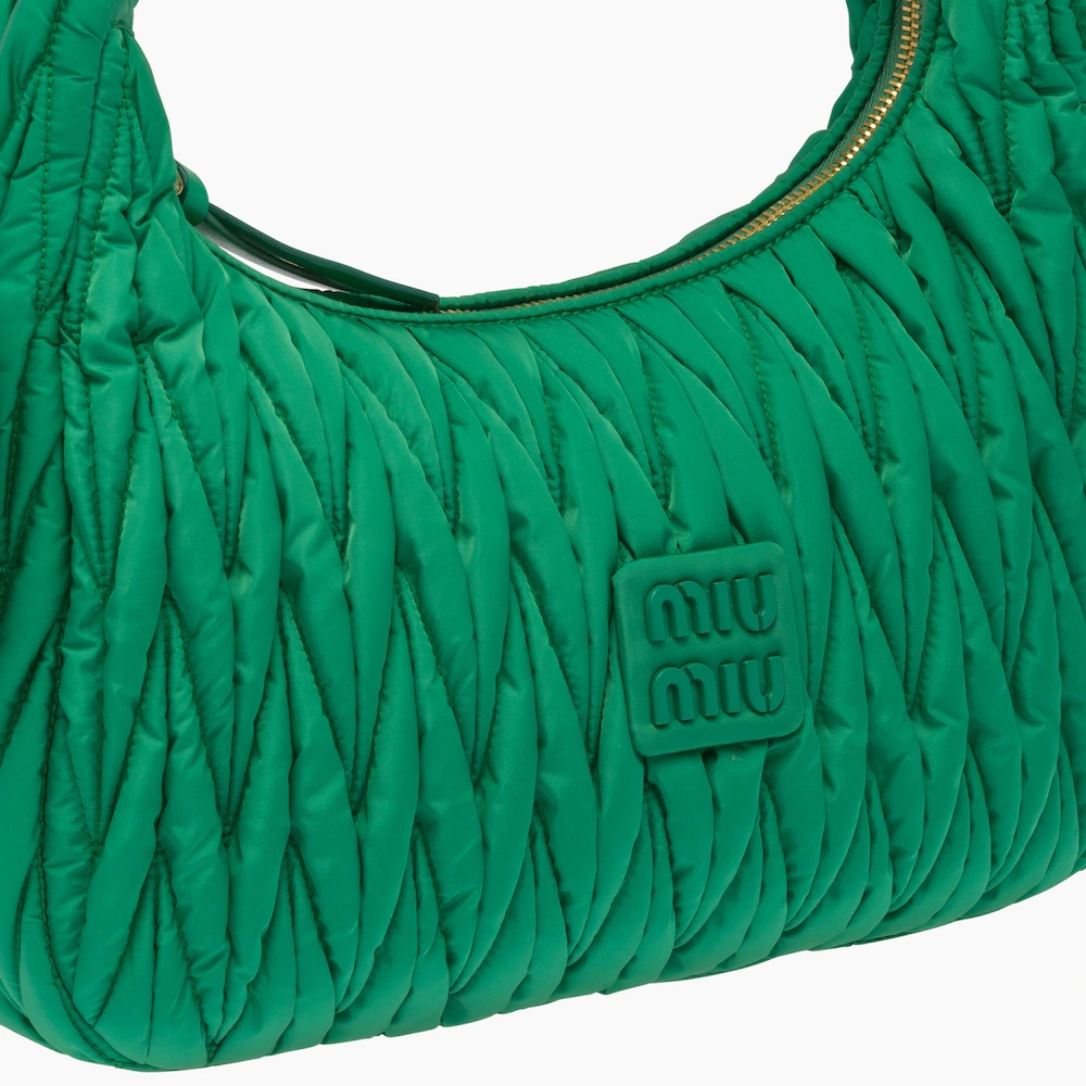 Miu Wander matelassé regenerated nylon hobo bag - 6