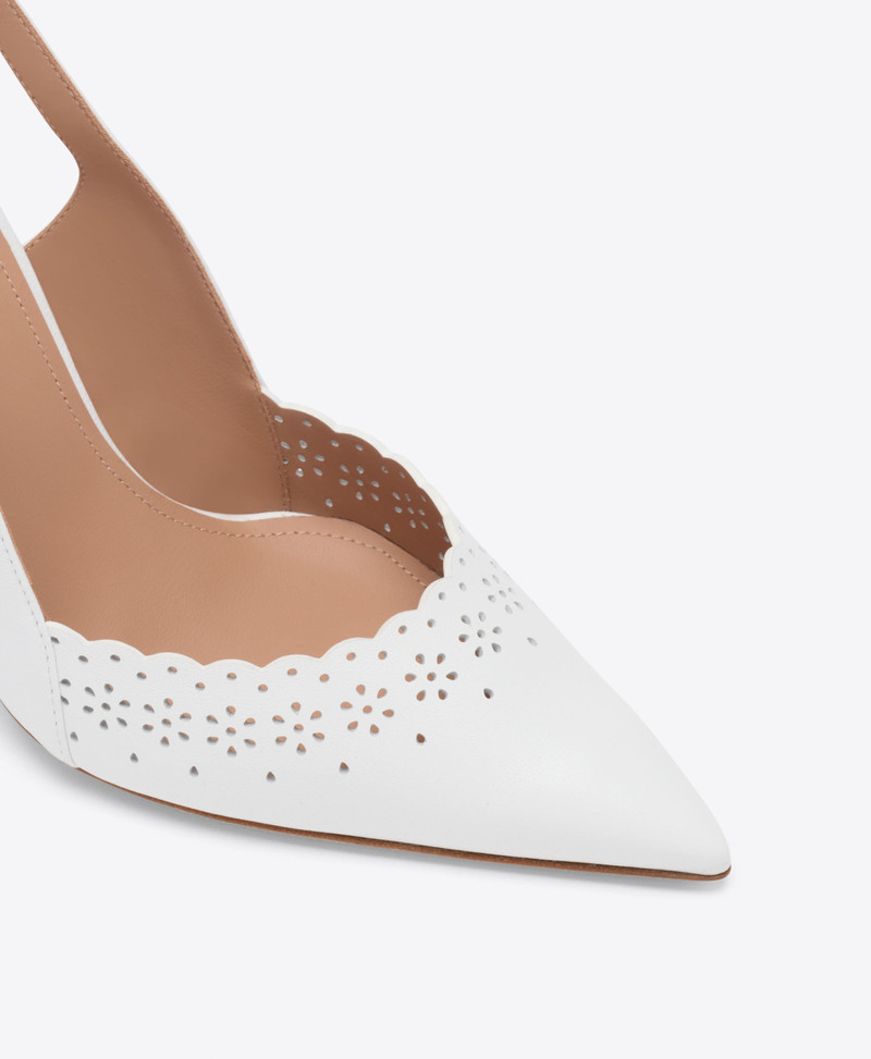 Sunny 90 White Broderie Leather Heeled Slingbacks 4