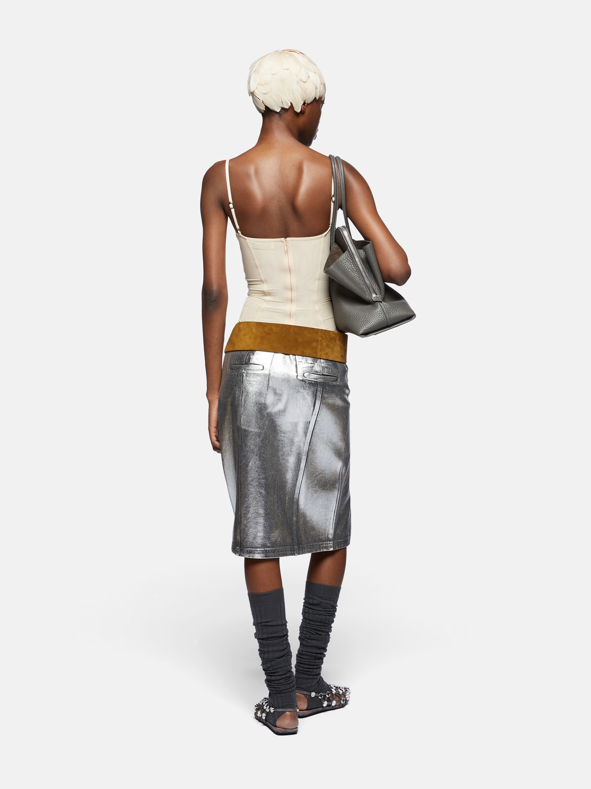 SILVER MIDI SKIRT - 3