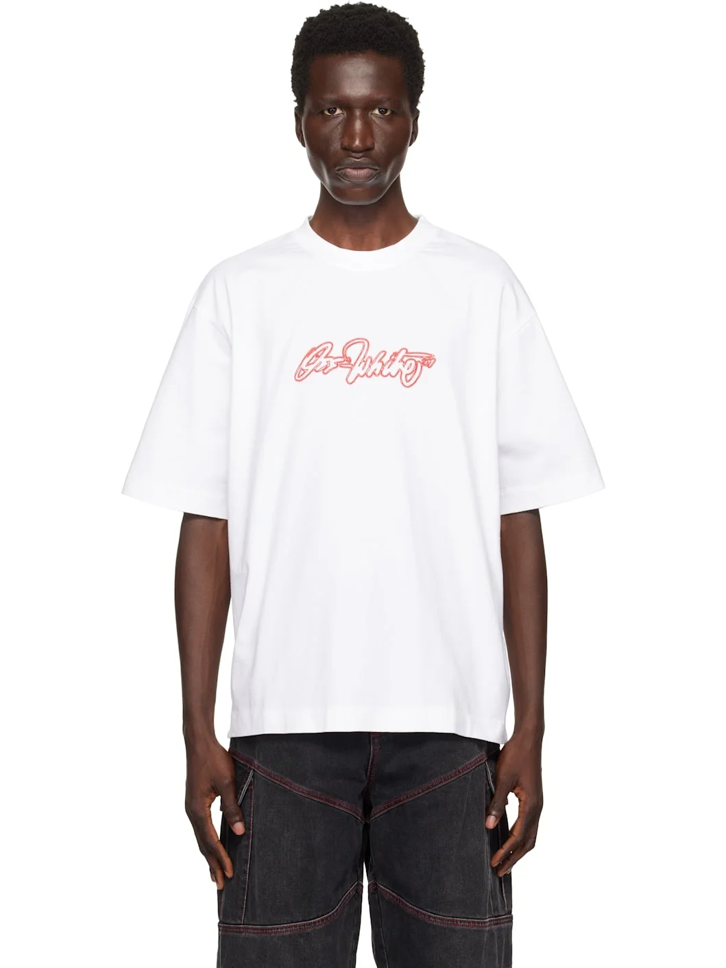 White Script Outline Skate T-shirt - 1