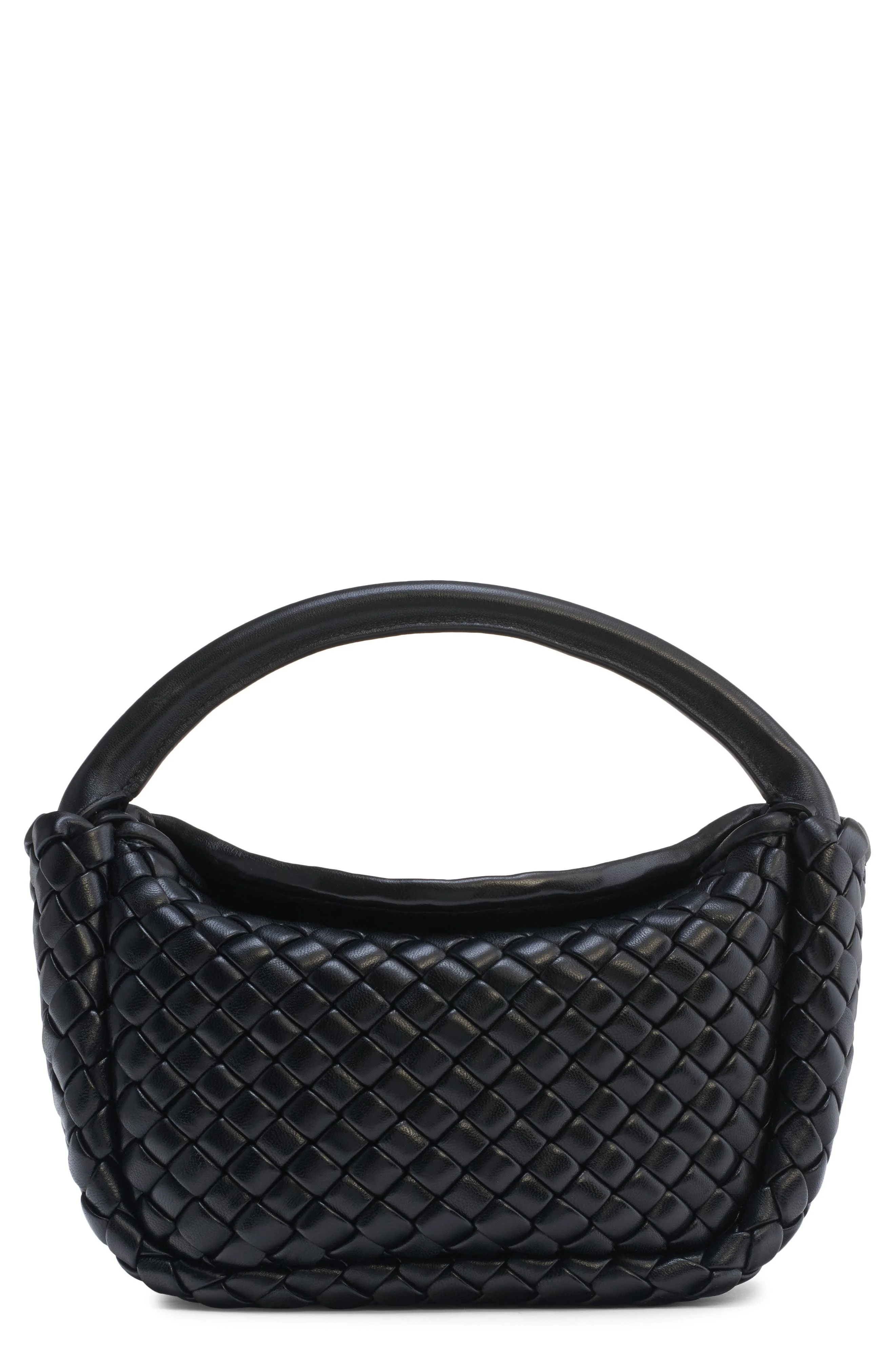 Bottega Veneta Mini Borsa Intrecciato Leather Top Handle Bag in Black-M Brass at Nordstrom - 1