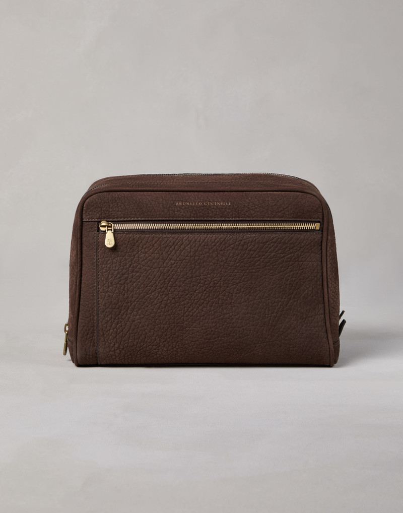 Nubuck beauty case with double zipper 1