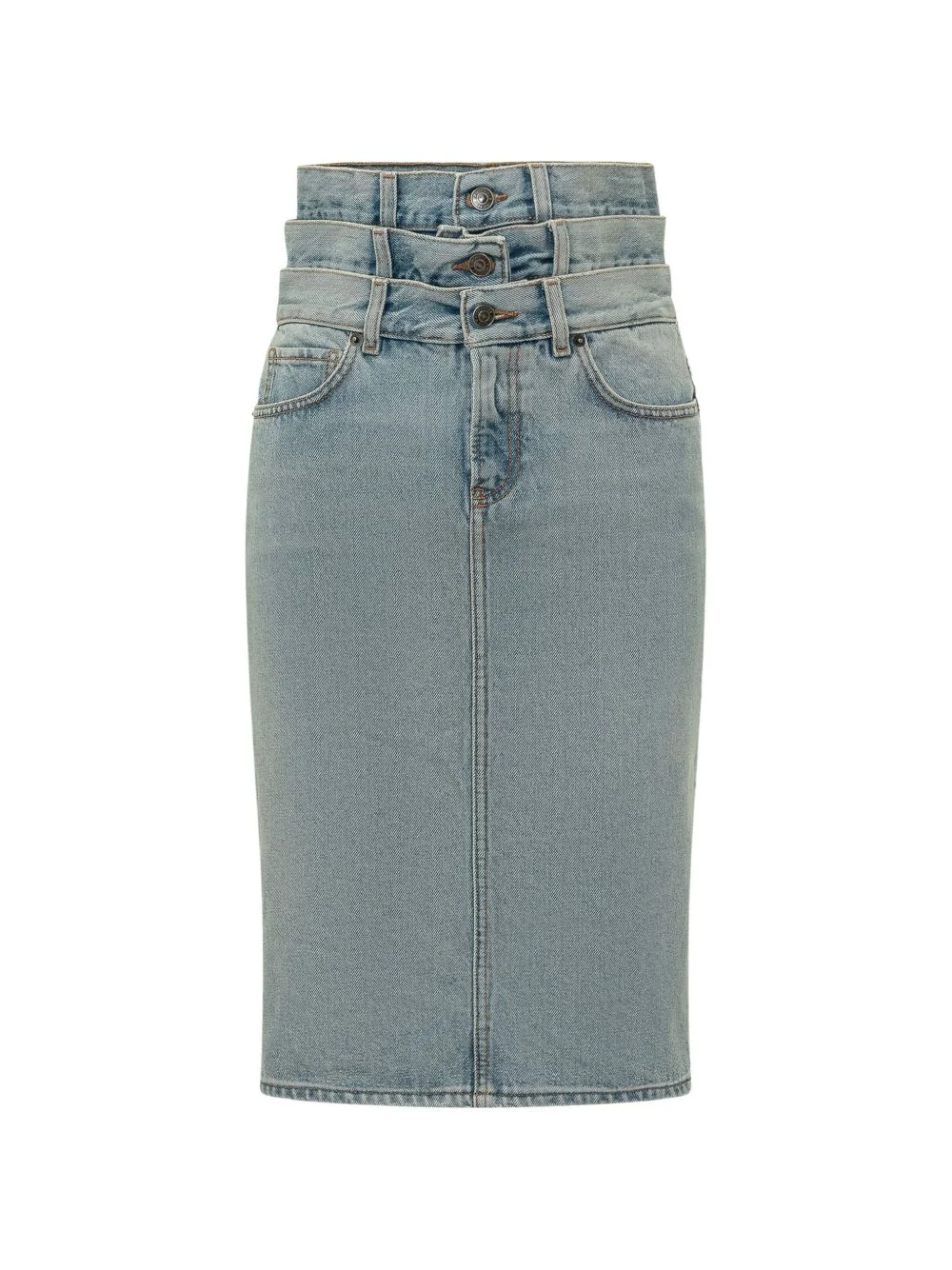 triple-waistband denim skirt - 1