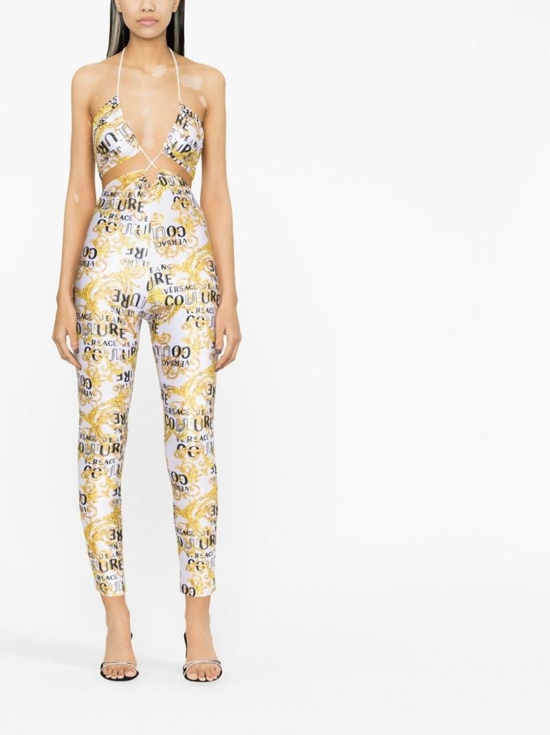 logo-print halterneck jumpsuit - 2