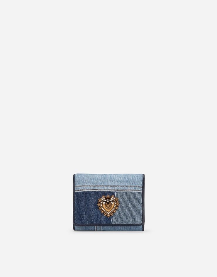 Small continental Devotion wallet in patchwork denim - 1