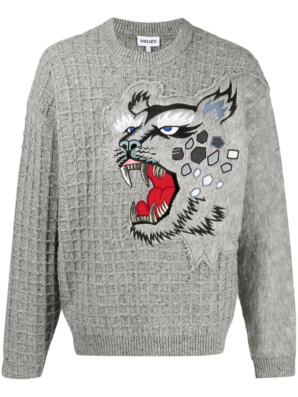 embroidered tiger grid jumper - 1