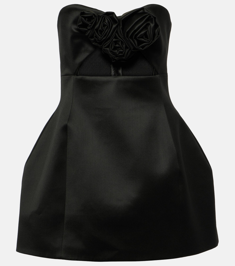 Floral-appliqué bustier minidress - 1