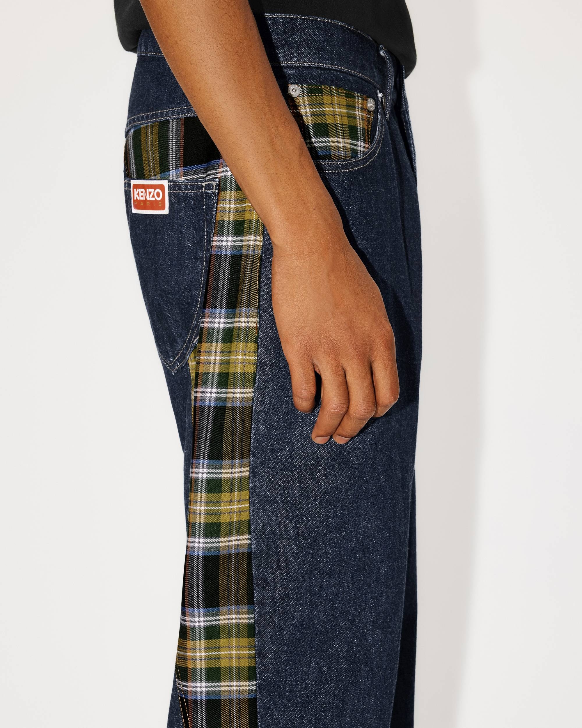 Patchwork checked denim jeans - 8