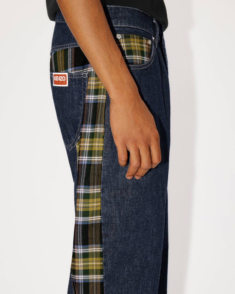 Patchwork checked denim jeans 8