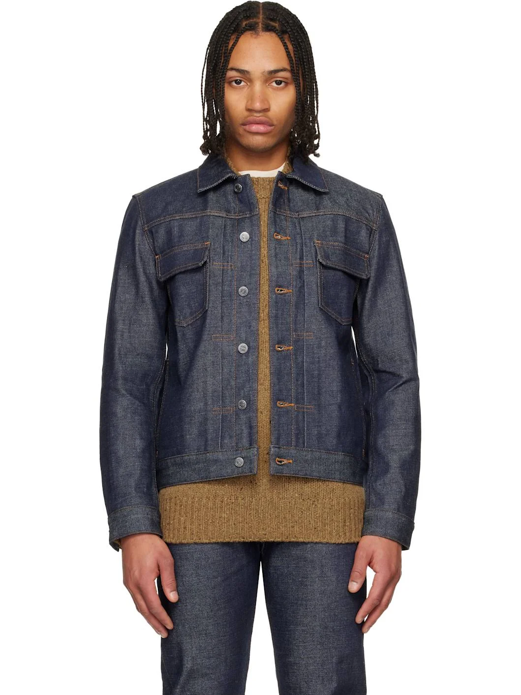 Navy Work Denim Jacket - 1