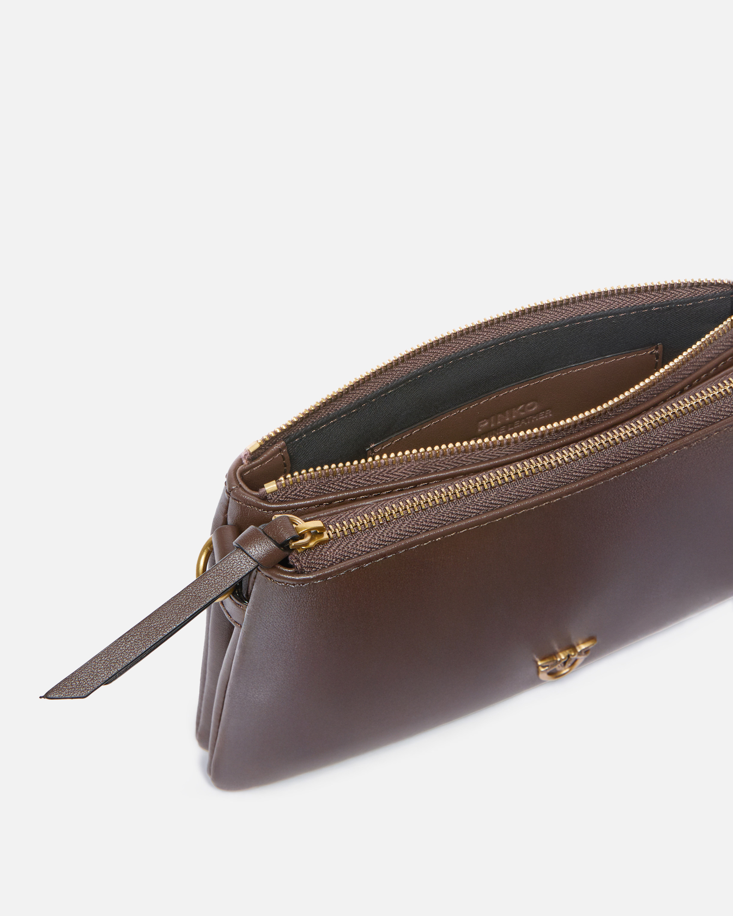 LEATHER MINI DOUBLE BAG WITH SHOULDER STRAP - 4