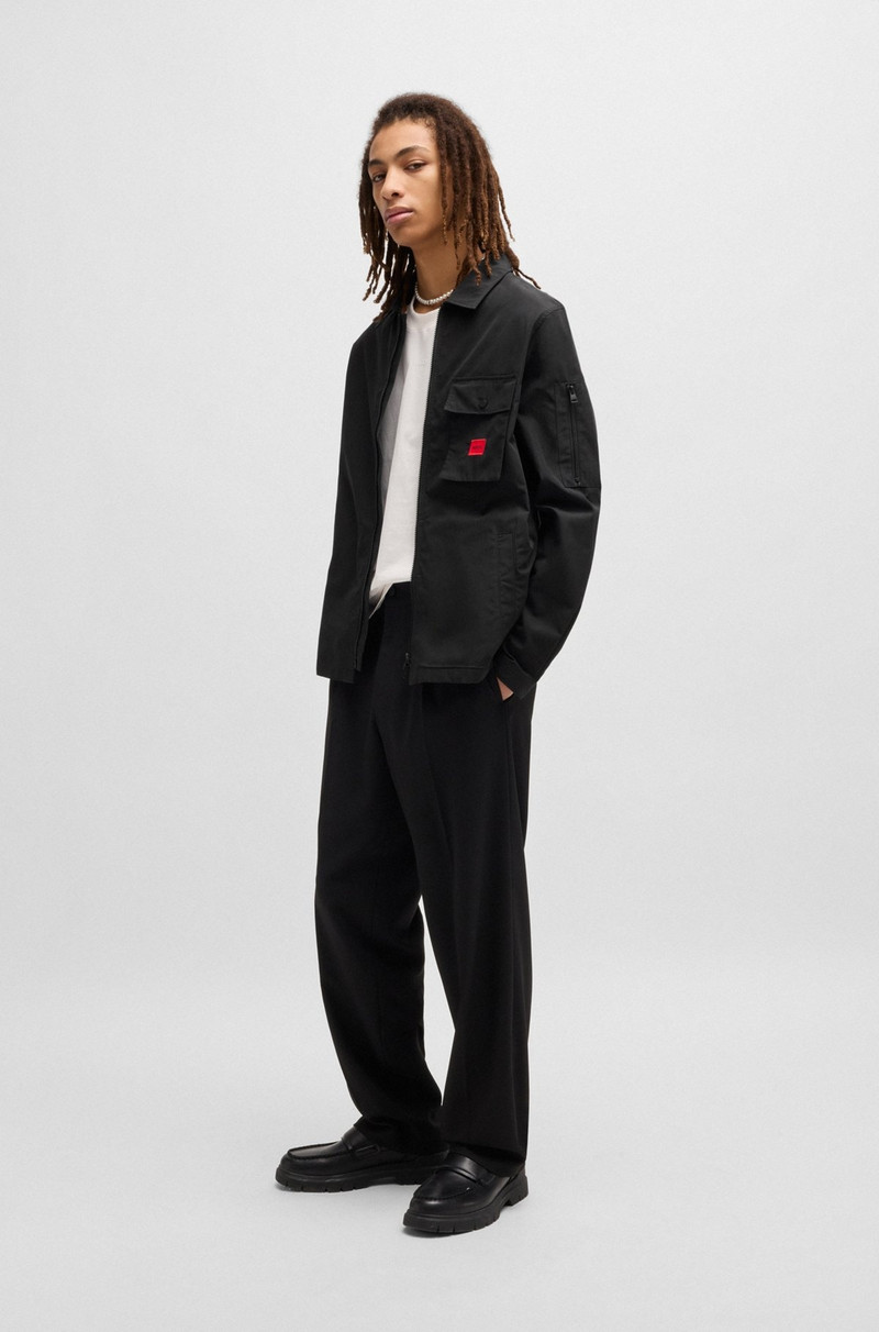 HUGO ZIP-UP CANVAS OVERSHIRT WITH LOGO LABEL outlook