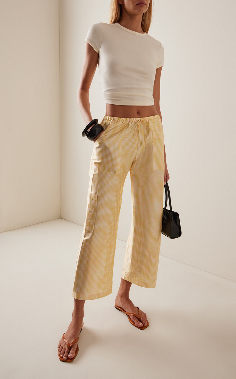 DONNI. The Gingham Silk Taffeta Cargo Pants yellow outlook