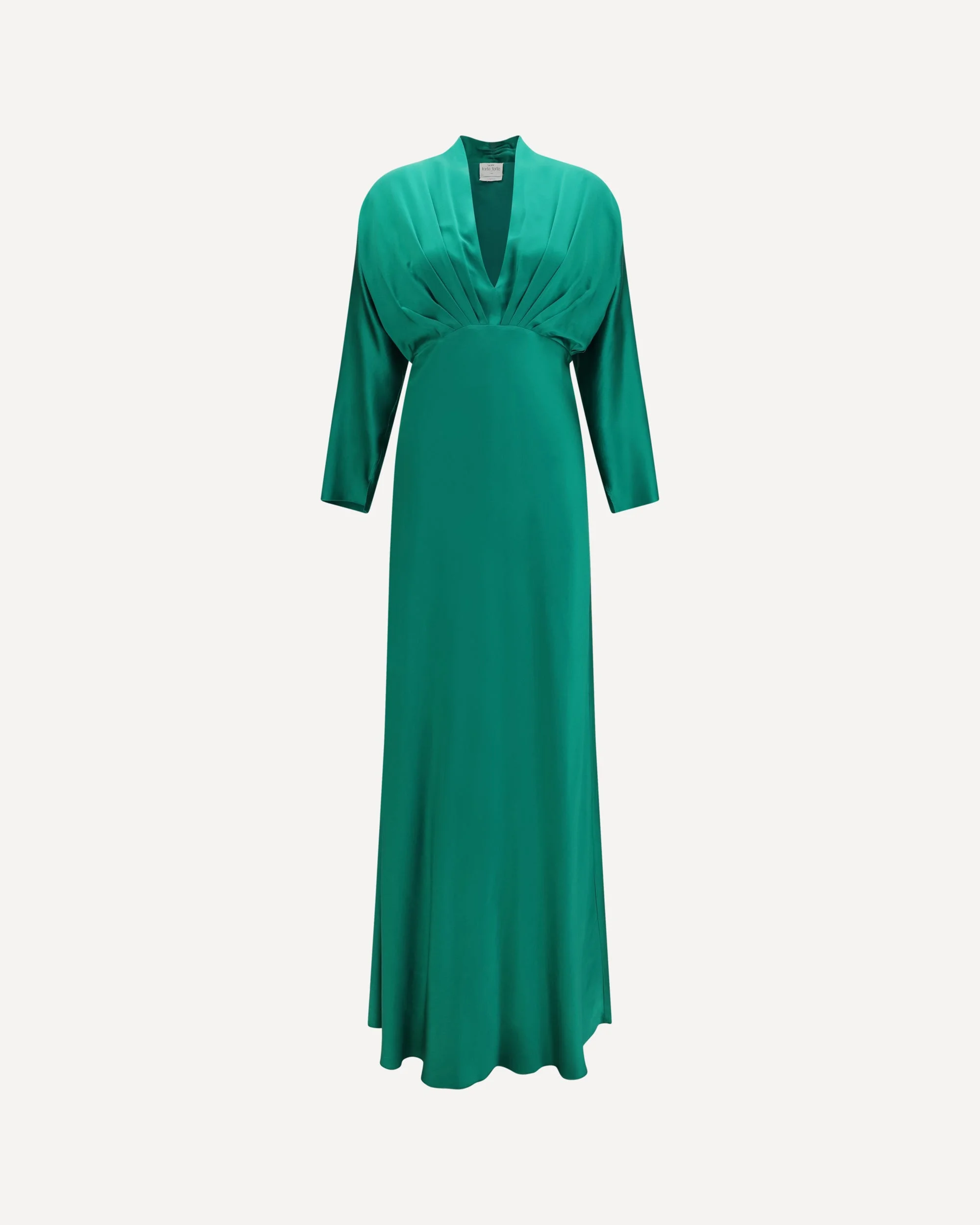 Silk satin Long Dress with royal V-neck - 1