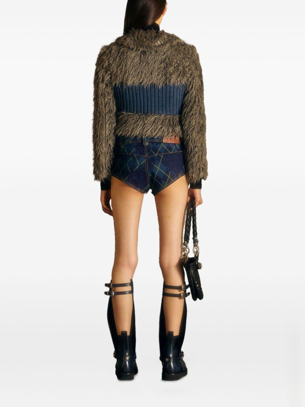 Olga belted panelled shearling cardigan - 3
