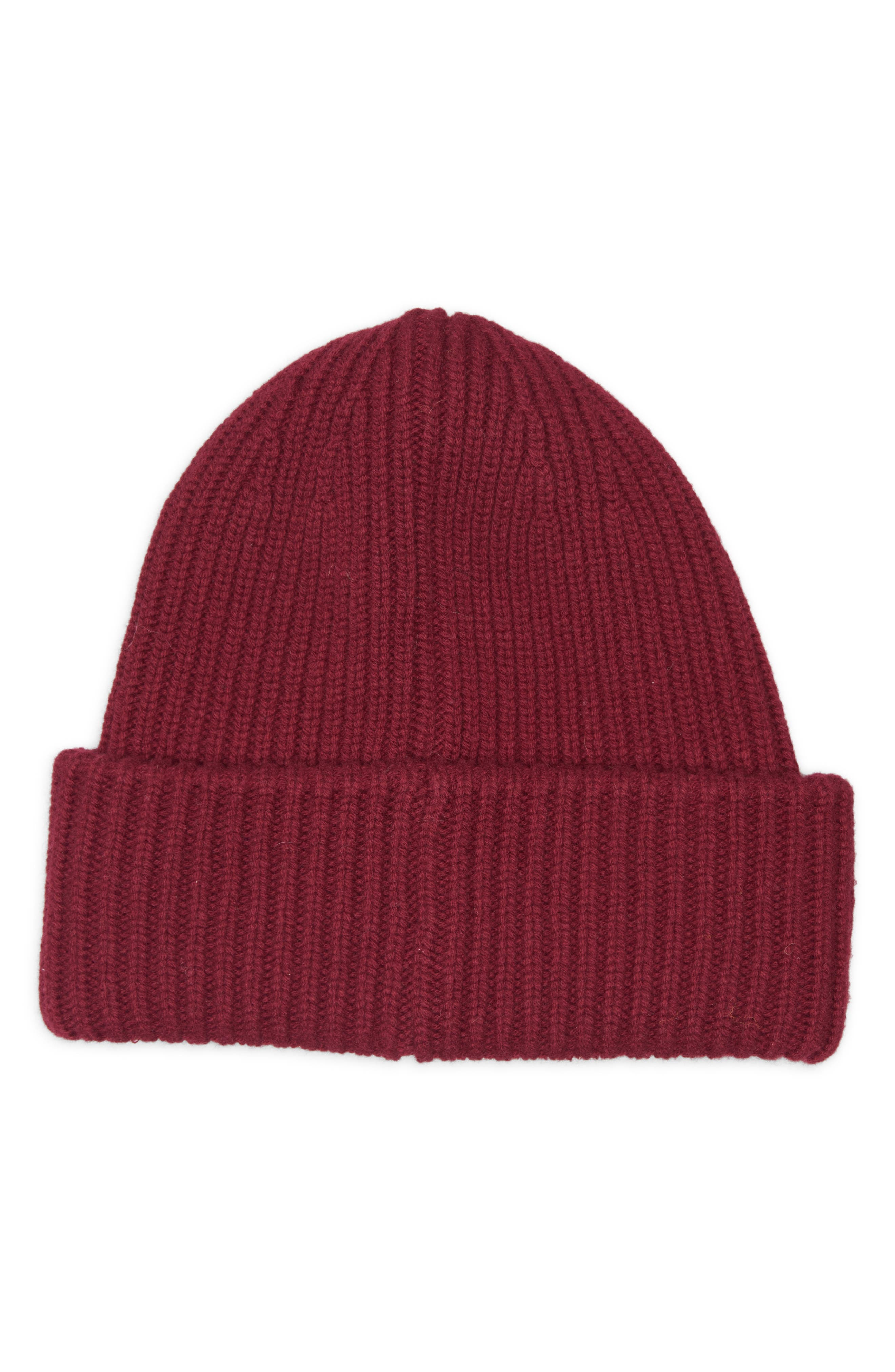 Moncler Logo Patch Virgin Wool & Cashmere Beanie in Dark Mahogany at Nordstrom - 2