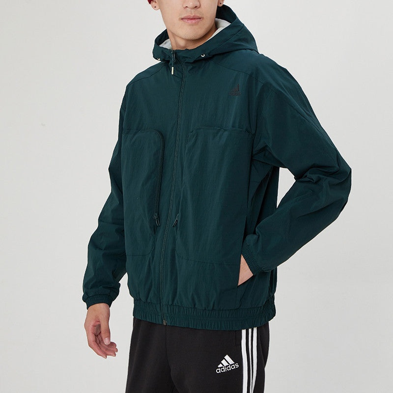 adidas Athleisure Casual Sports hooded Woven Jacket Malachite Green H38401 - 6