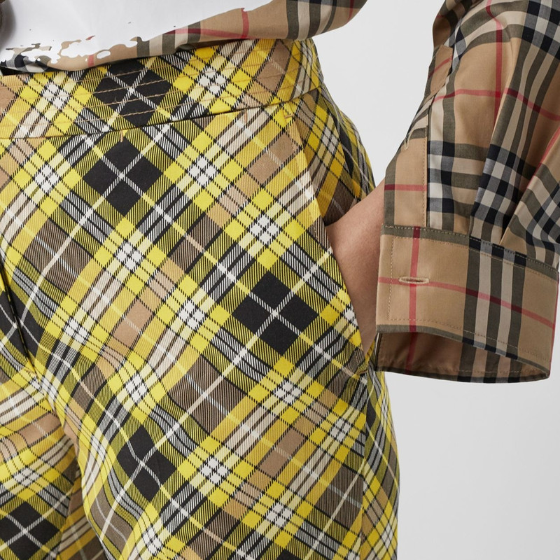 Cropped Check Technical Wool Tailored Trousers 3
