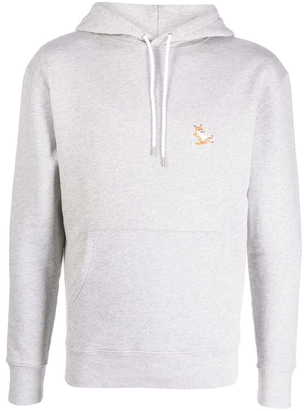 fox-embroidered cotton hoodie - 1