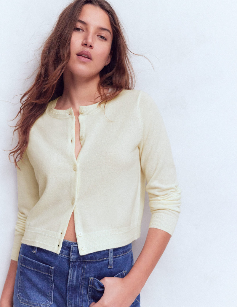 Eva Cashmere Cropped Cardigan-Warm Ivory 5