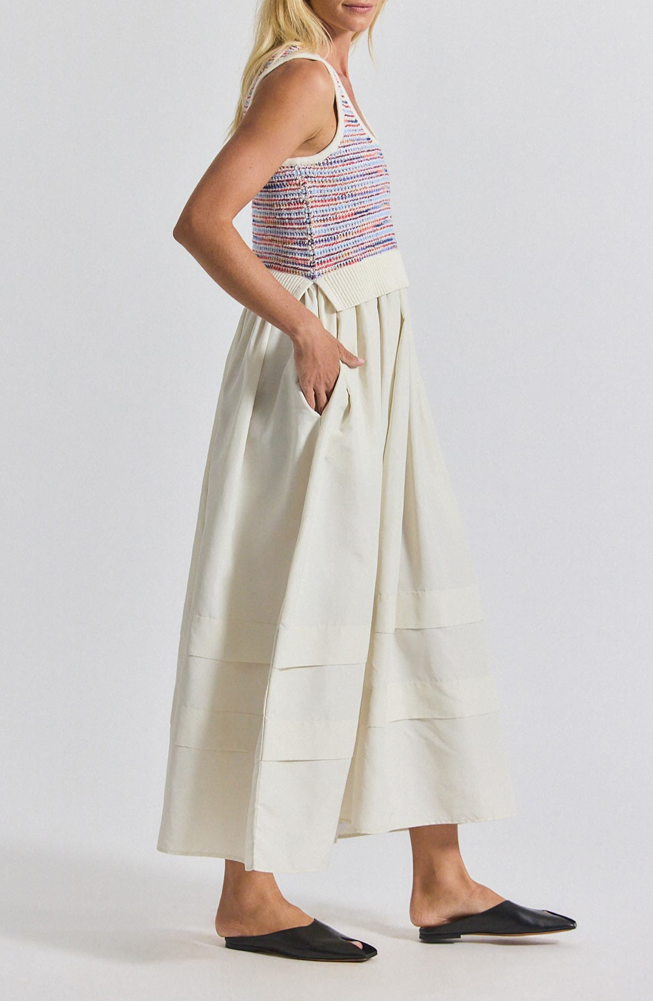 Derek Lam 10 Crosby Loewel Space Dye Mixed Media Dress in Raspberry Multi at Nordstrom - 3