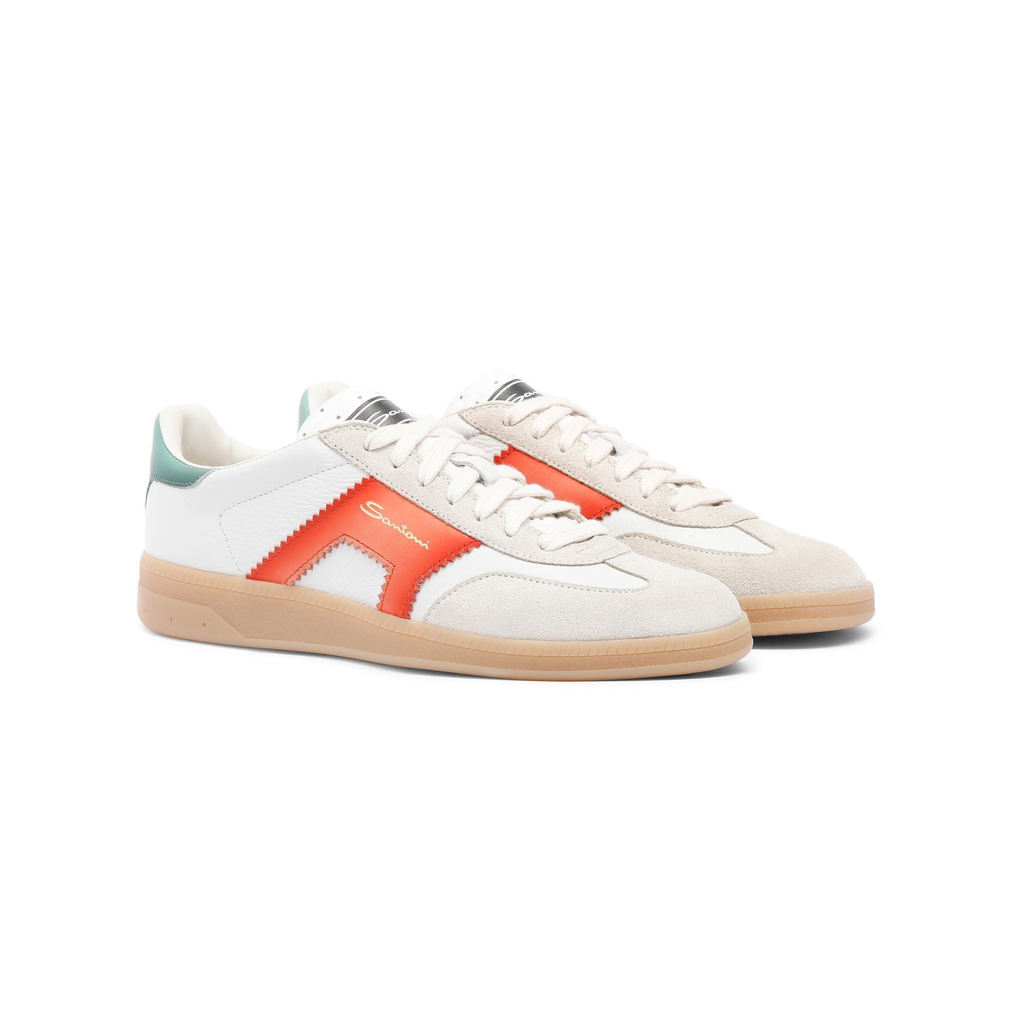 Women's white, orange and green leather and suede DBS Oly sneaker - 3