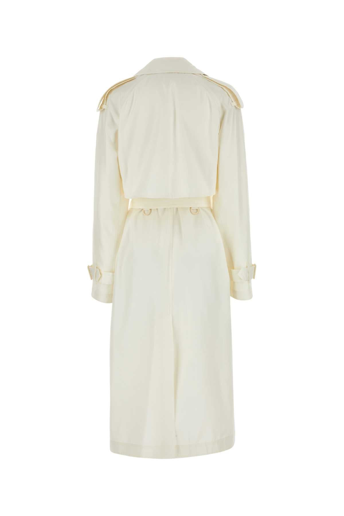 Burberry Women Ivory Silk Trench Coat - 4