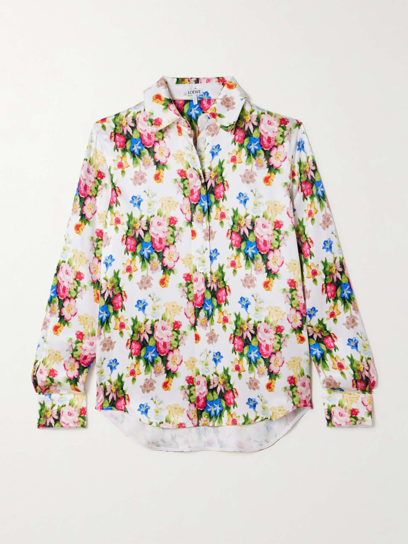 Floral-print silk shirt - 1