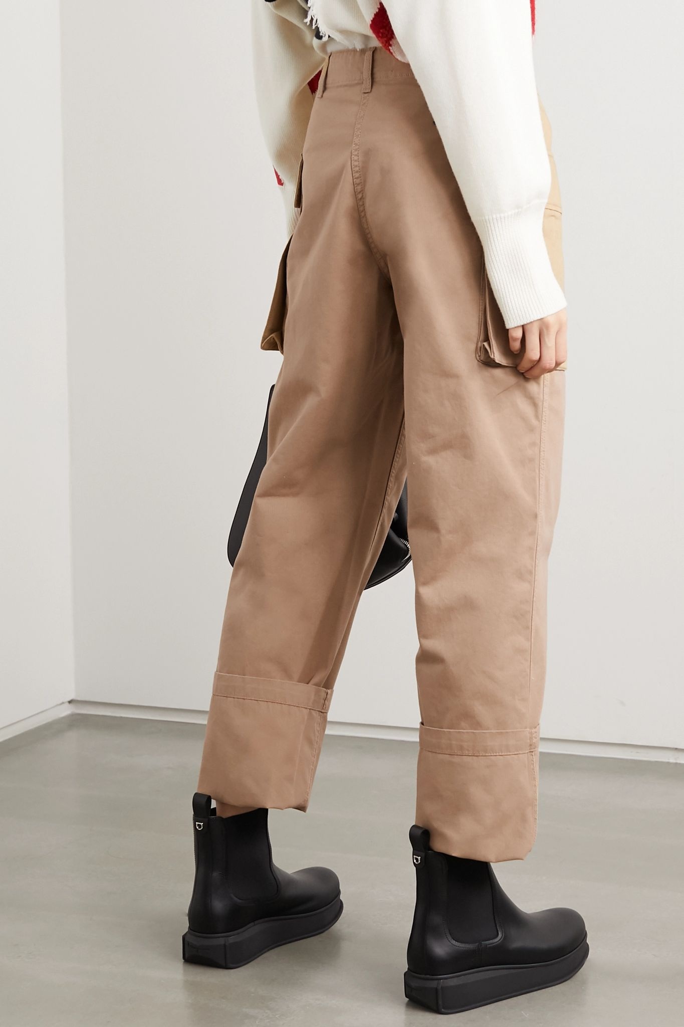 Herringbone cotton cargo pants - 4