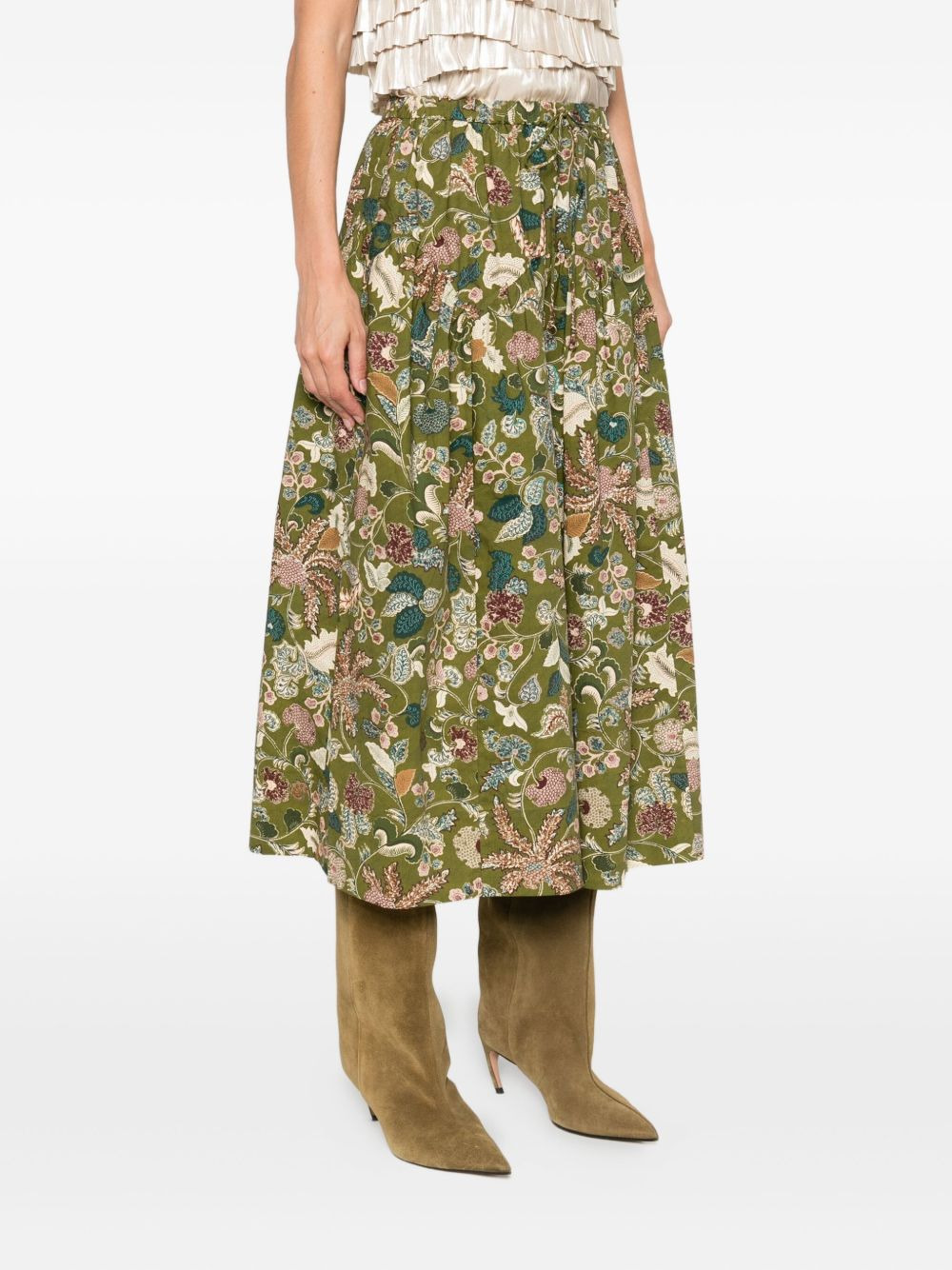 Rosen floral tie-waist skirt - 3