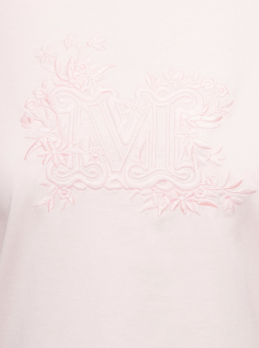 Max Mara Women Pink Crew Neck T-Shirt With Embroidered Logo On The Chest In Cotton Woman - 3