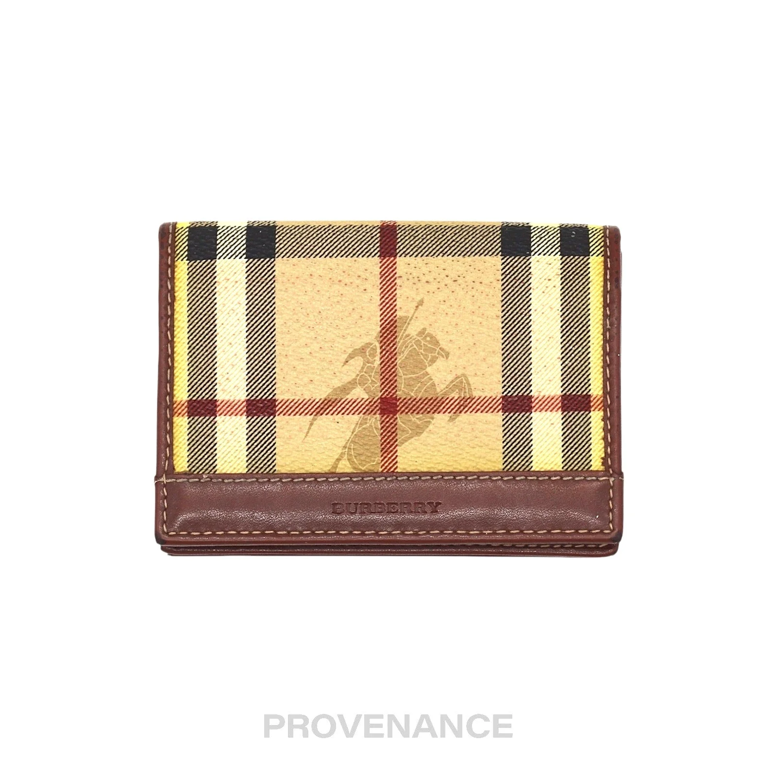 Burberry Pocket Organizer Wallet - Haymarket Check Brown - 1