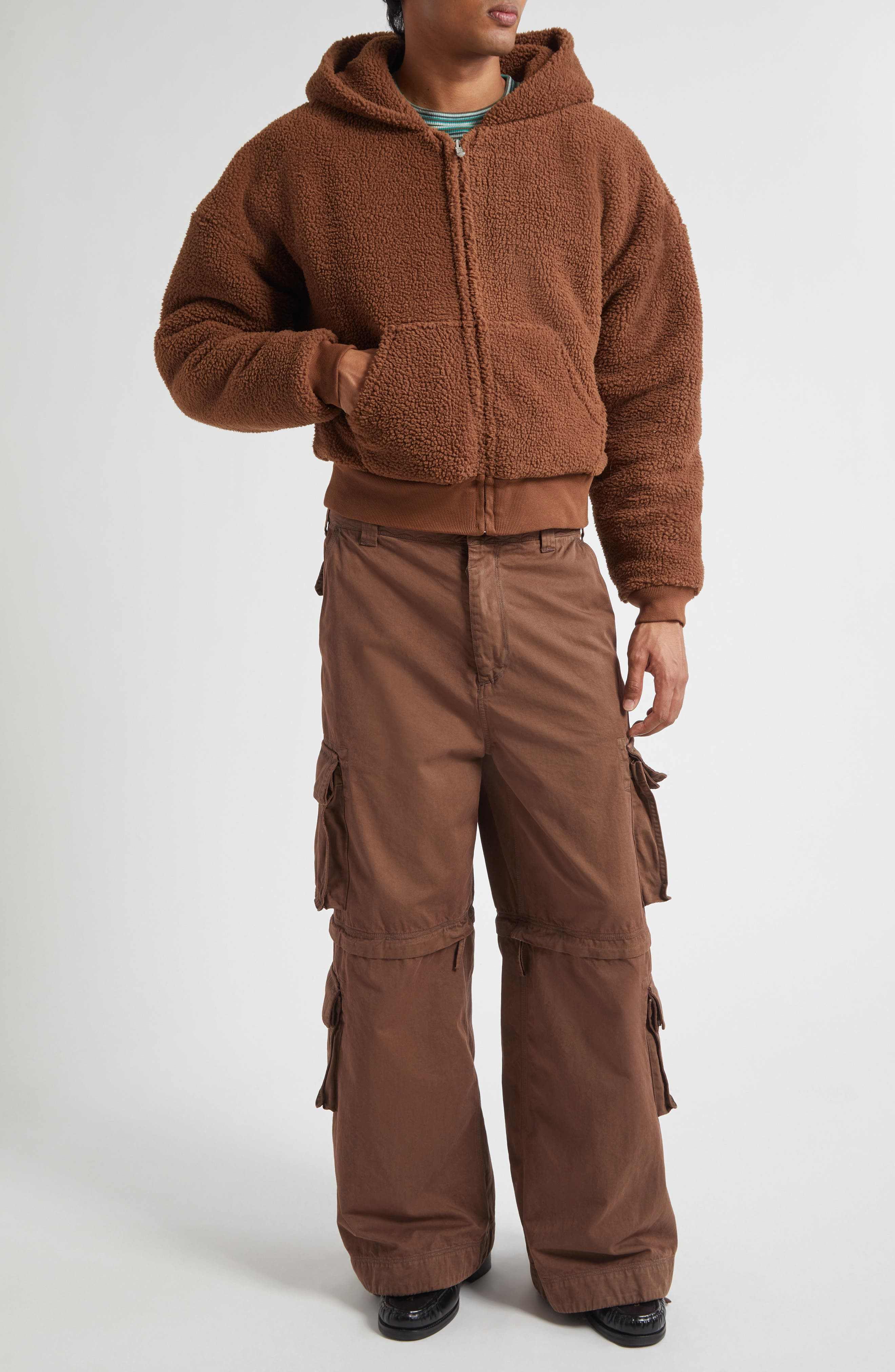 ERL Gender Inclusive Terry Fleece Zip Hoodie in Brown at Nordstrom - 2