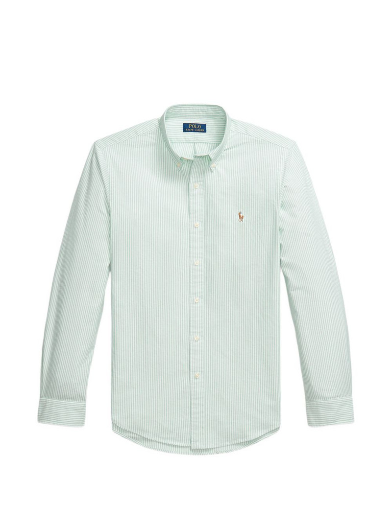 striped-pattern logo-embroidery shirt 1