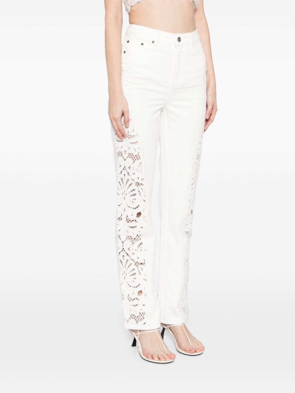embroidered cotton jeans - 3