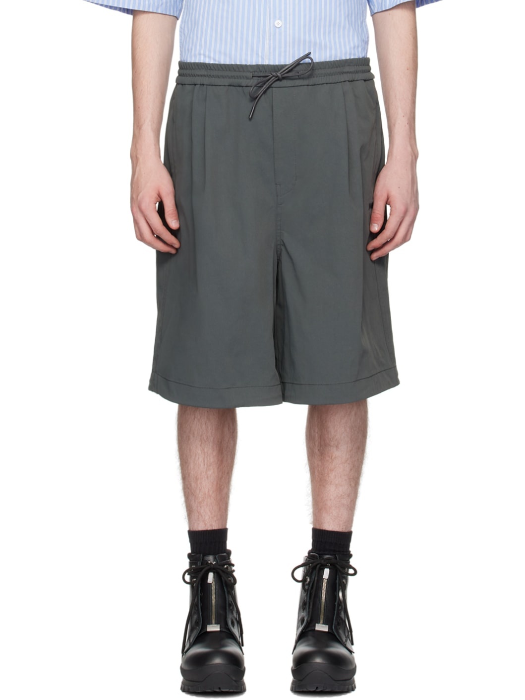 Gray Drawstring Shorts - 1