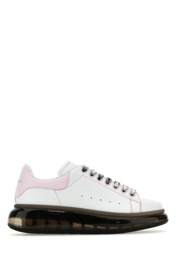 Alexander Mcqueen Woman White Leather Sneakers With Pink Leather Heel - 1