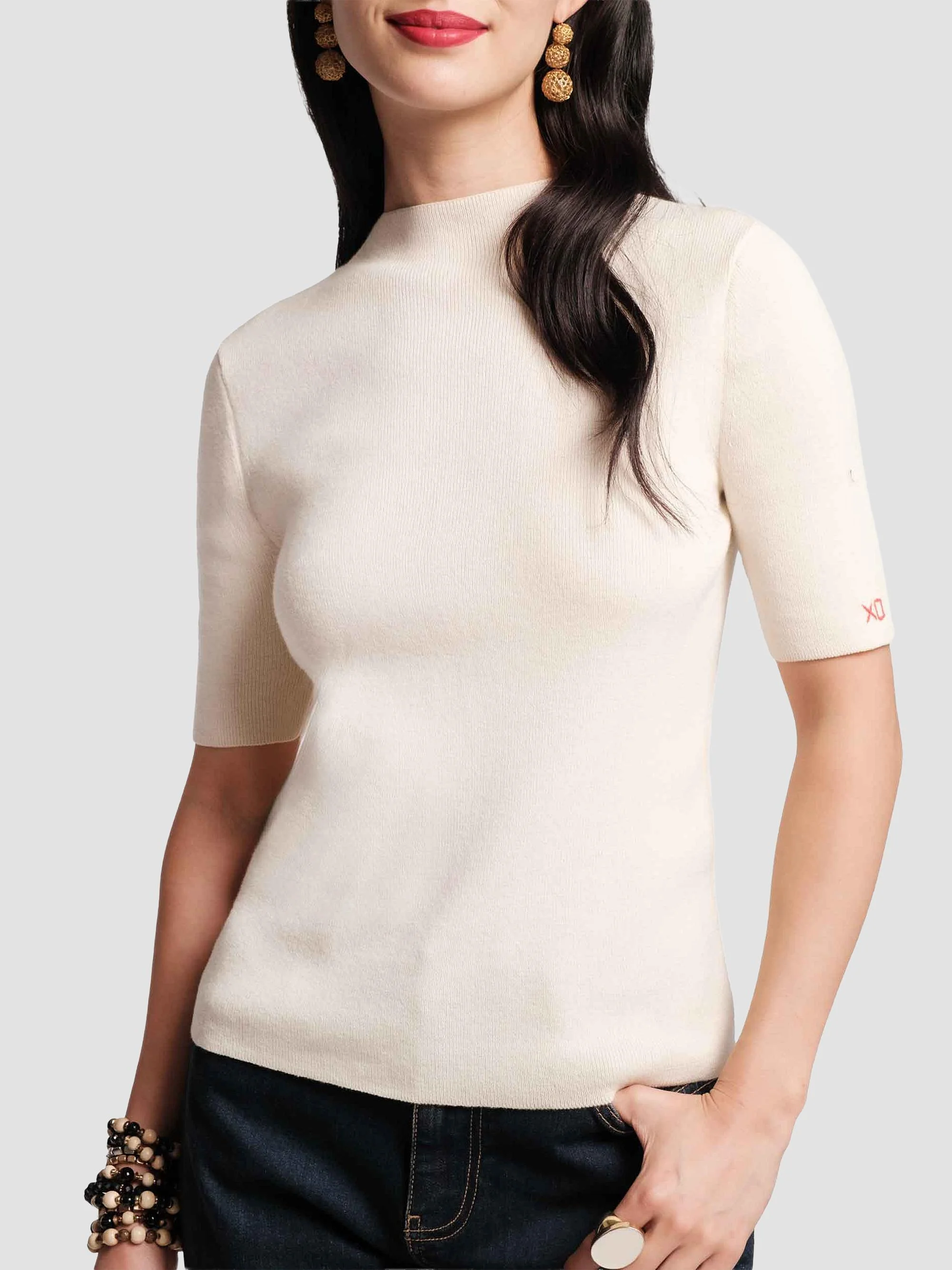 Women's Marie Cotton Sweater - Oyster - 1