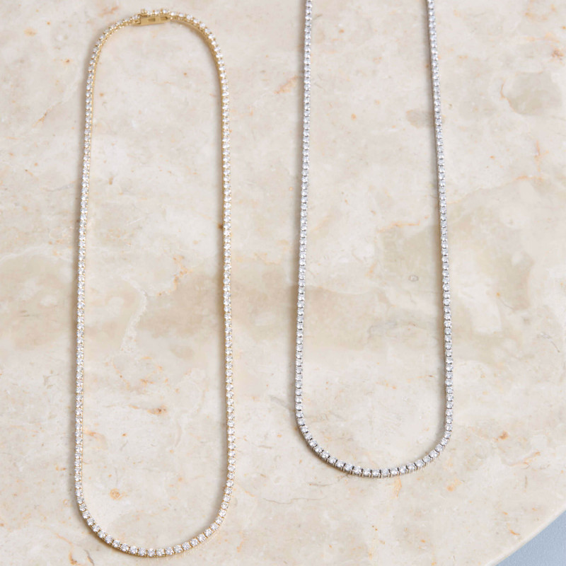 Unflippable Tennis Necklace in Yellow Gold 12