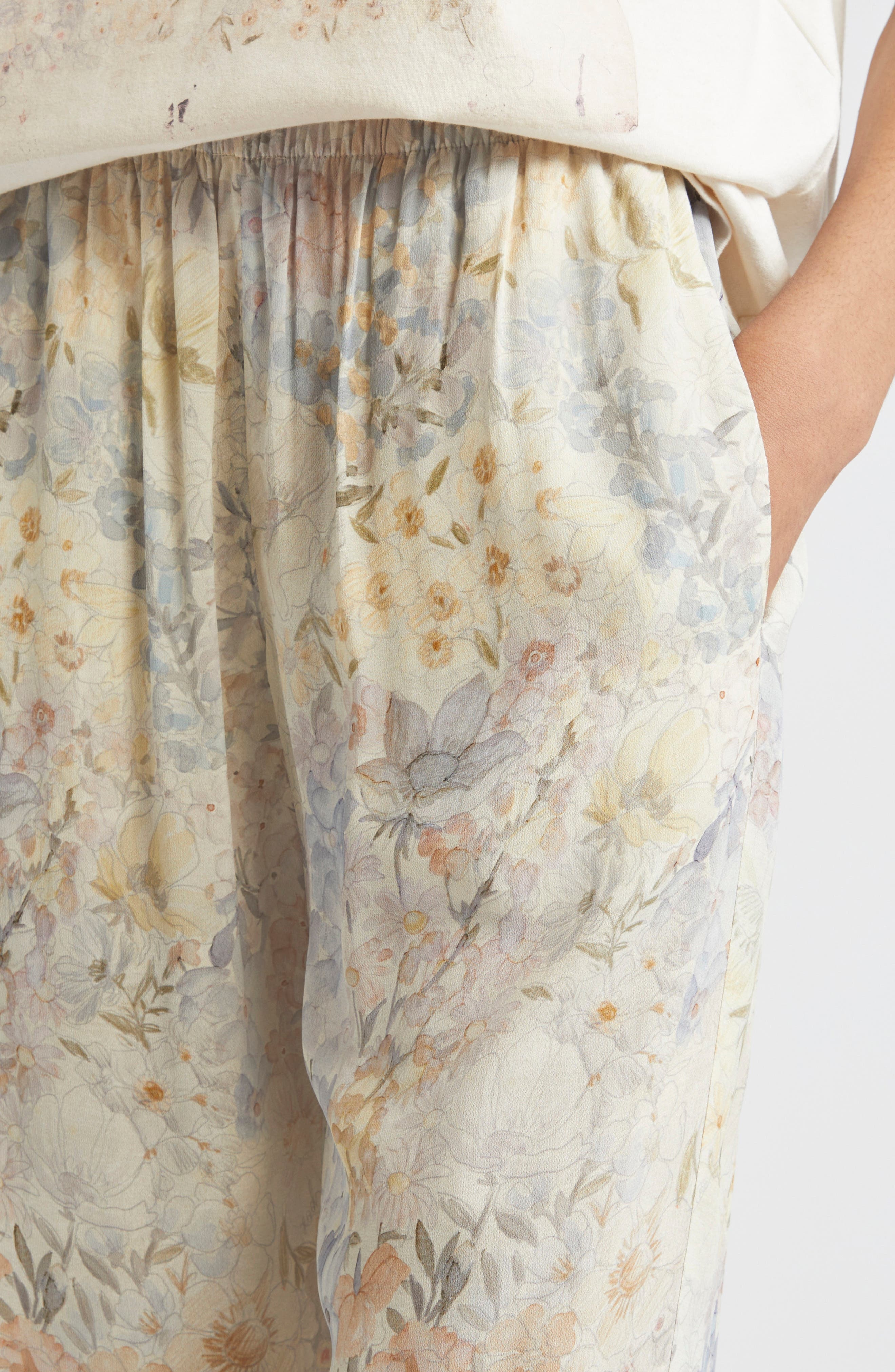 Golden Goose Journey Floral Wide Leg Pants in Pastel Flowers at Nordstrom - 5
