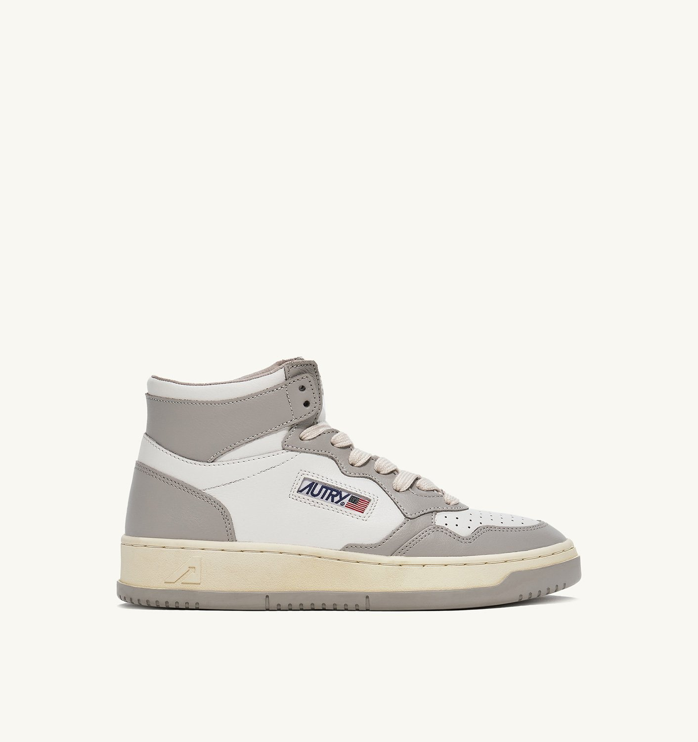 MEDALIST MID BICOLOR SNEAKERS IN WHITE AND VAPOR LEATHER - 1