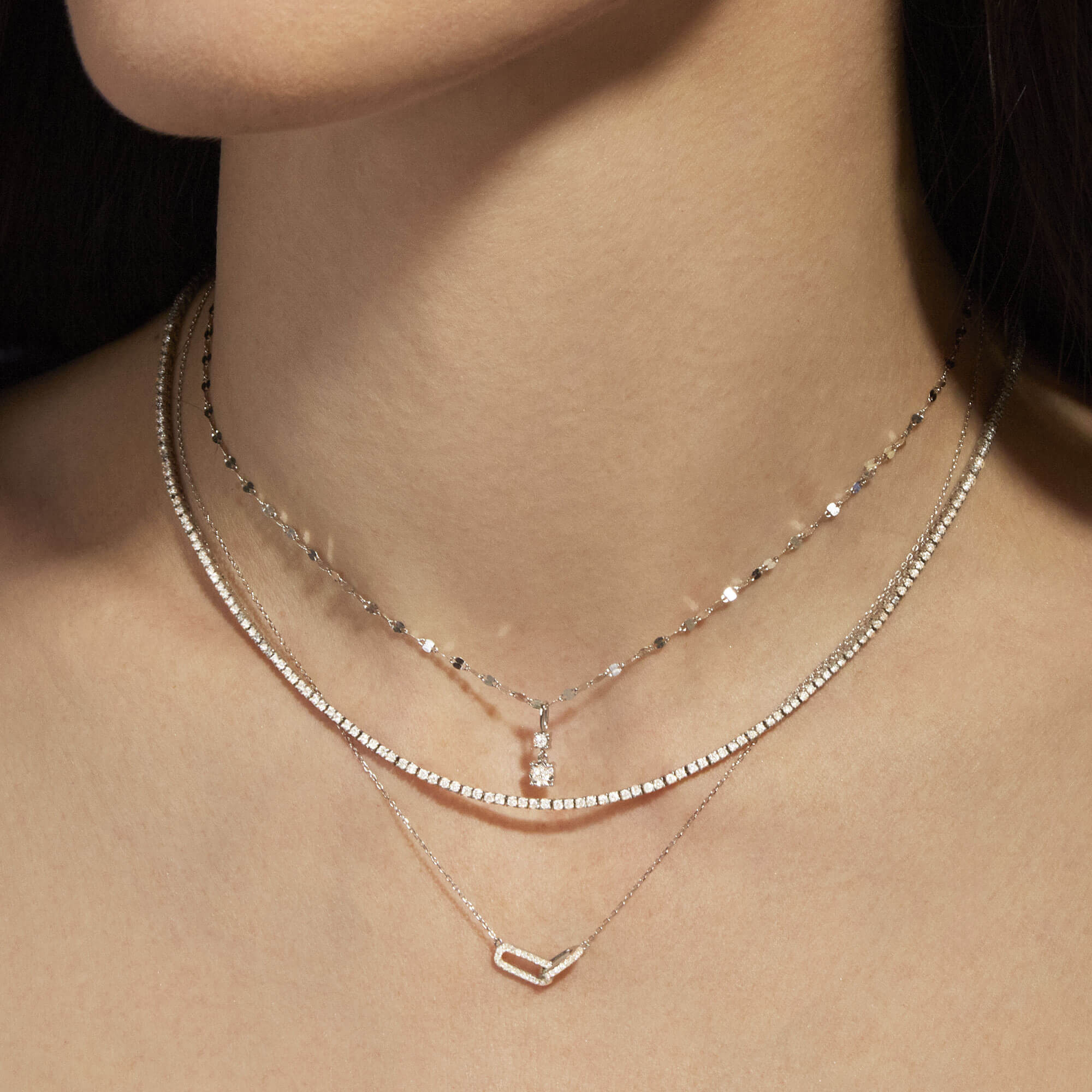 Unflippable Tennis Necklace in White Gold - 5