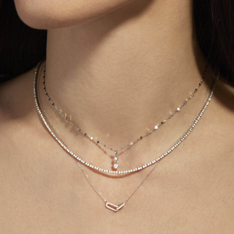 Unflippable Tennis Necklace in White Gold 5