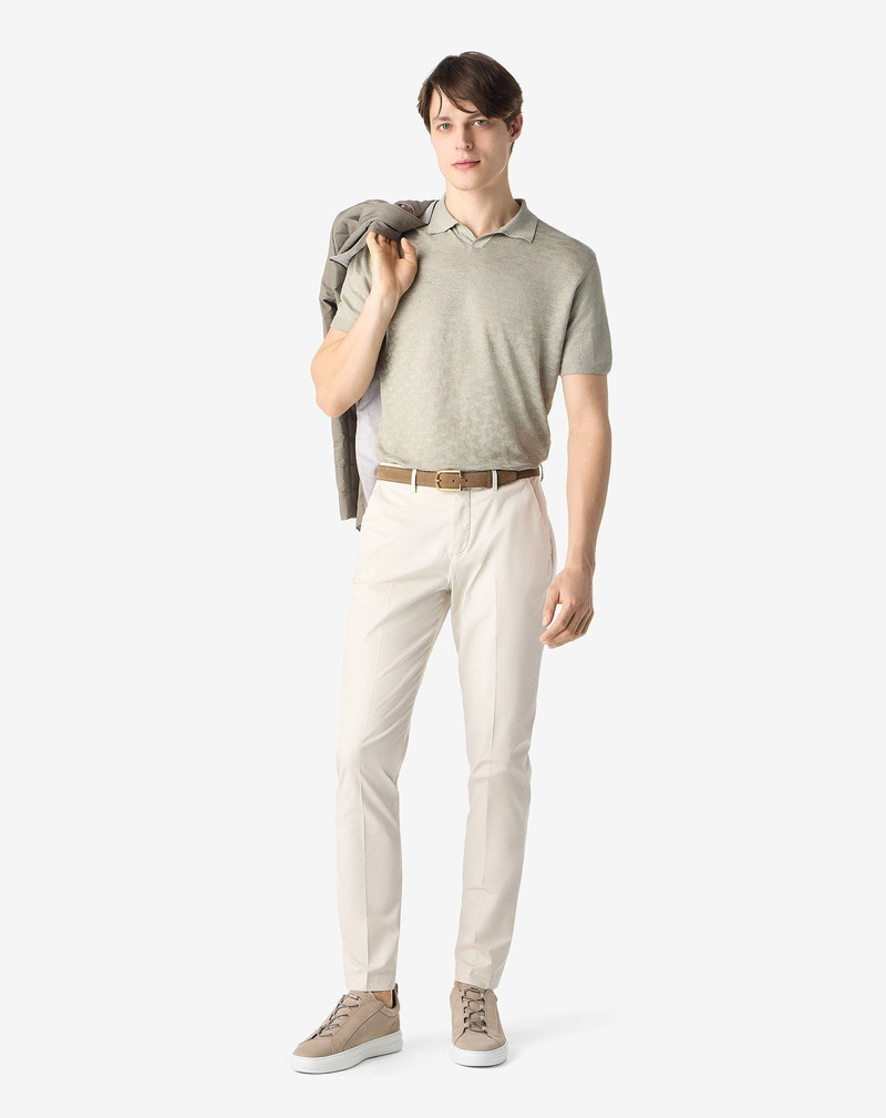 CORNELIANI Cream garment-dyed gabardine trousers outlook