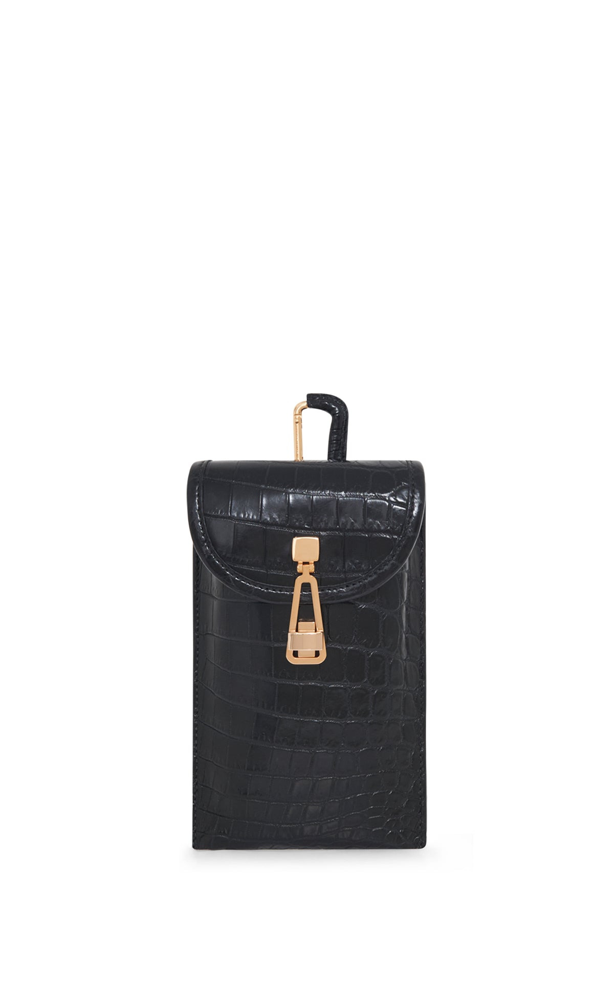 Medium Leonora Flap Bag in Black Crocodile Leather with Sunglasses Pouch - 8