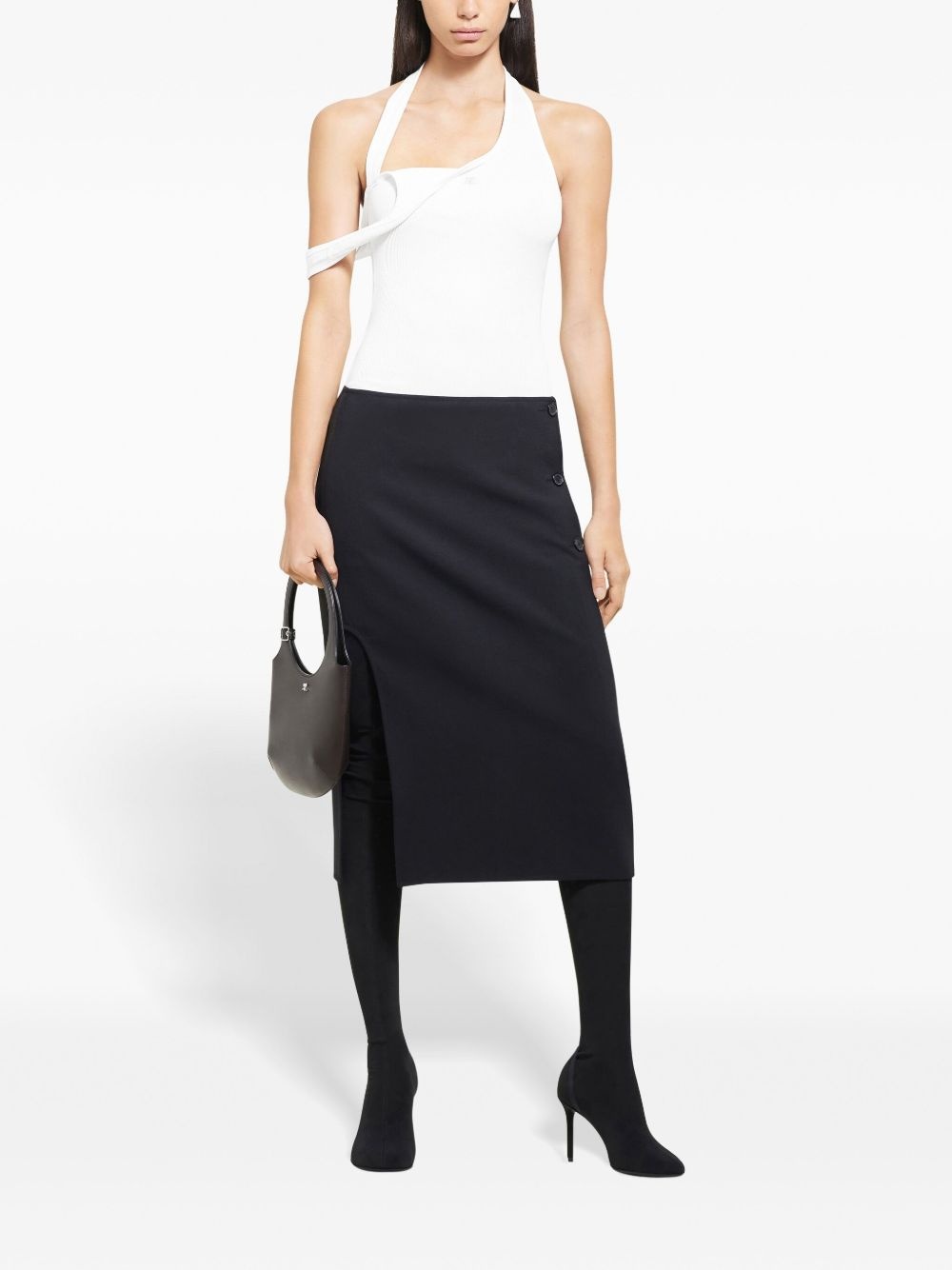 asymmetric ribbed-knit tank top - 2