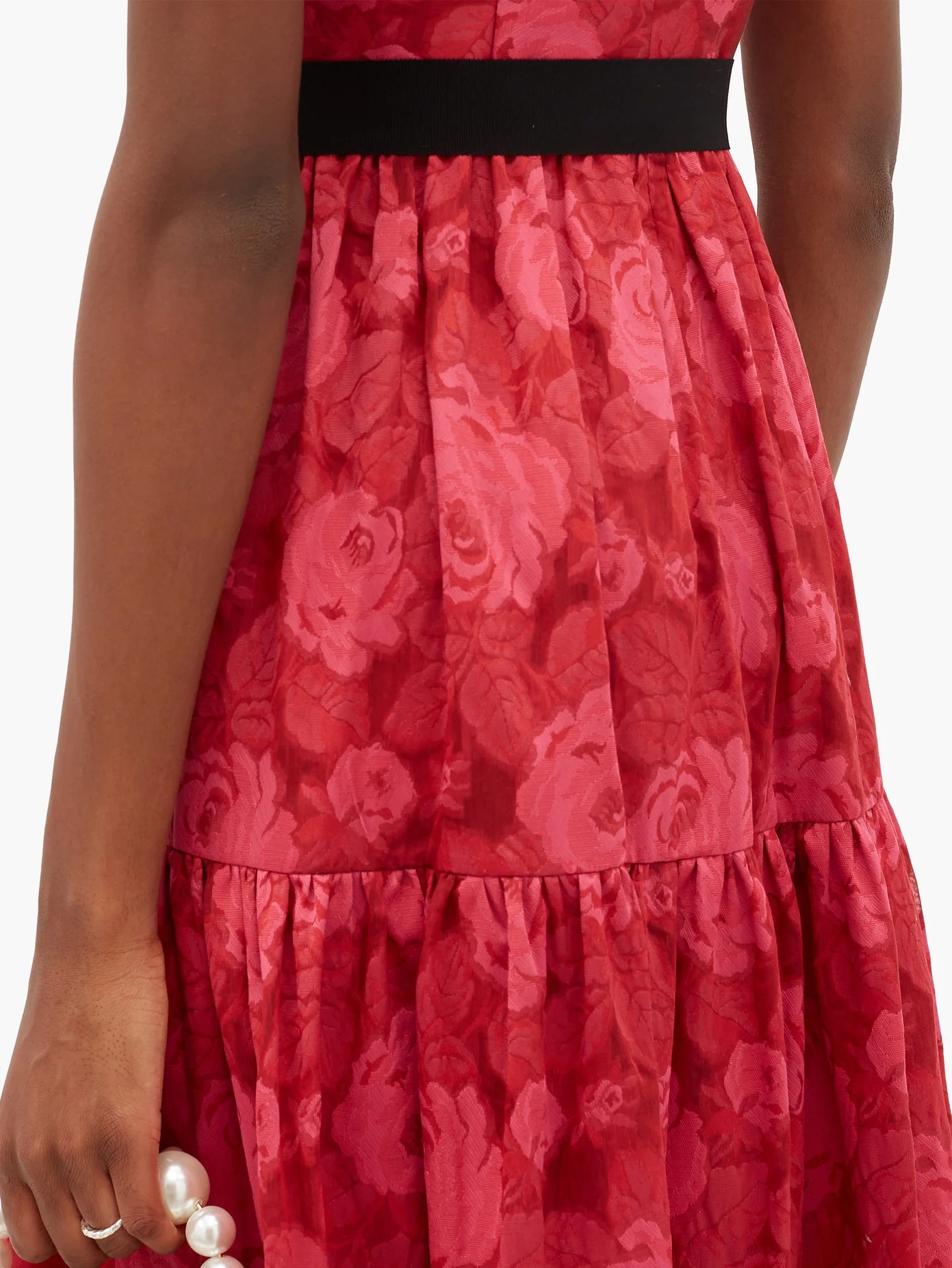 Trin tiered floral-jacquard satin gown - 4