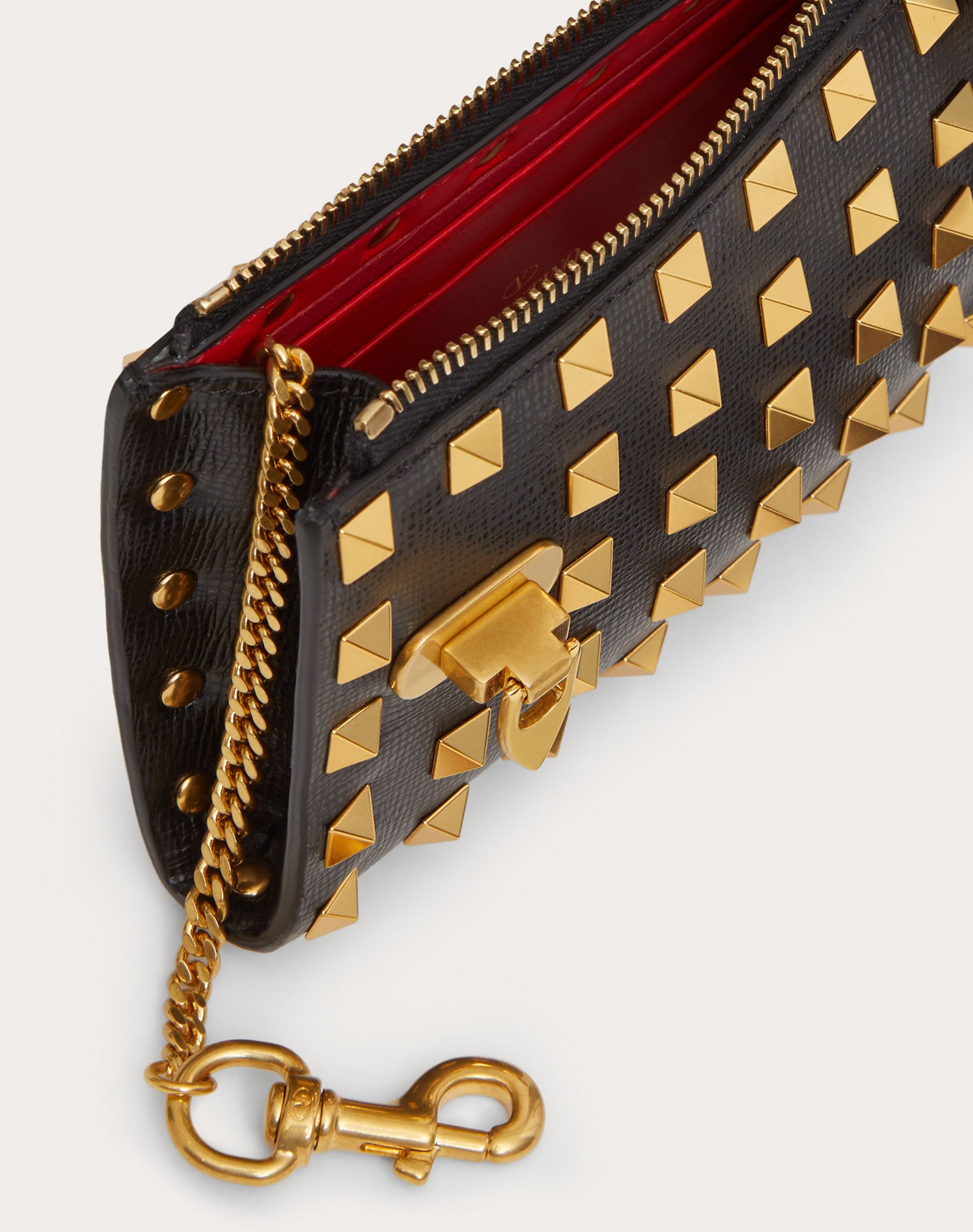 VALENTINO GARAVANI ROCKSTUD COIN PURSE AND CARDHOLDER IN GRAINY CALFSKIN LEATHER WITH ALL-OVER STUDS - 5