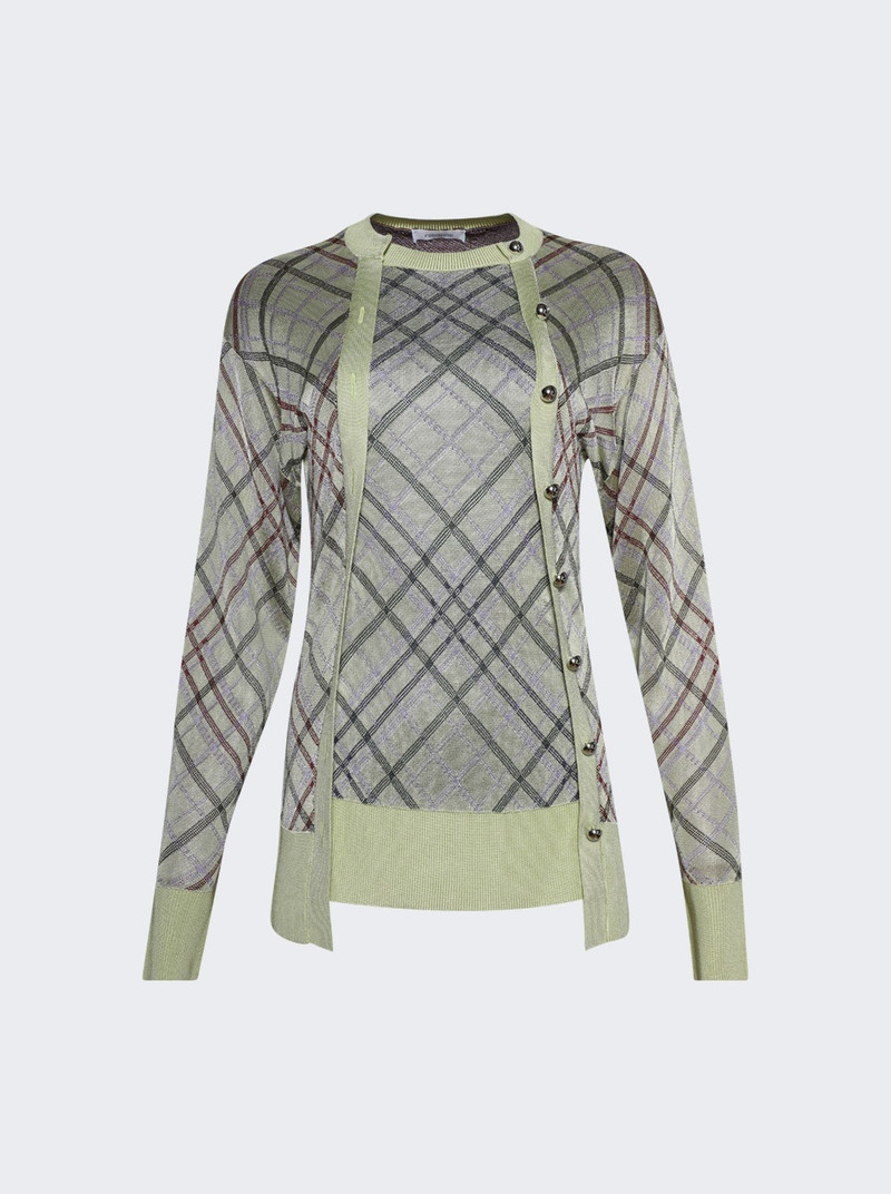 Pull On Cardigan Almond Check 1